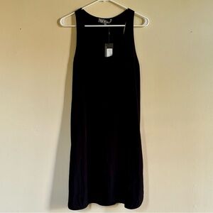 Lola & Sophie Black Cupro Silk Racer Back Slip Tank Sleeveless Tunic Mini Dress